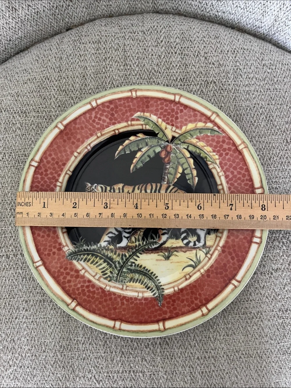 VTG Jungle Safari Tiger Saddhia Hutchinson salad dessert plate Andrea Sadek 8”